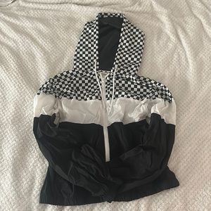 Black and white checkered Wind Breaker